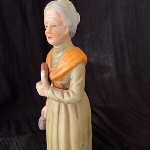 Vintage Norleans Japan Porcelain Figurine ~ Old Woman with orange shawl